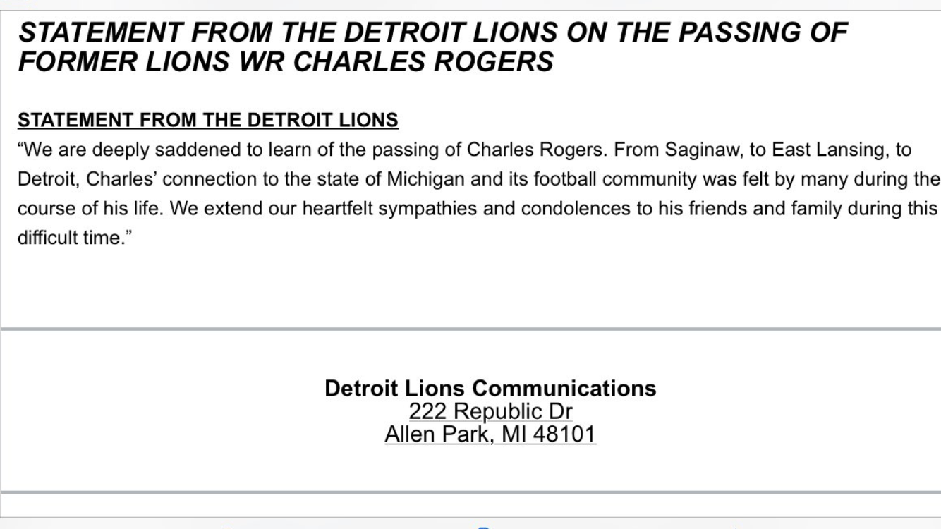 Detroit Lions, Charles Rogers