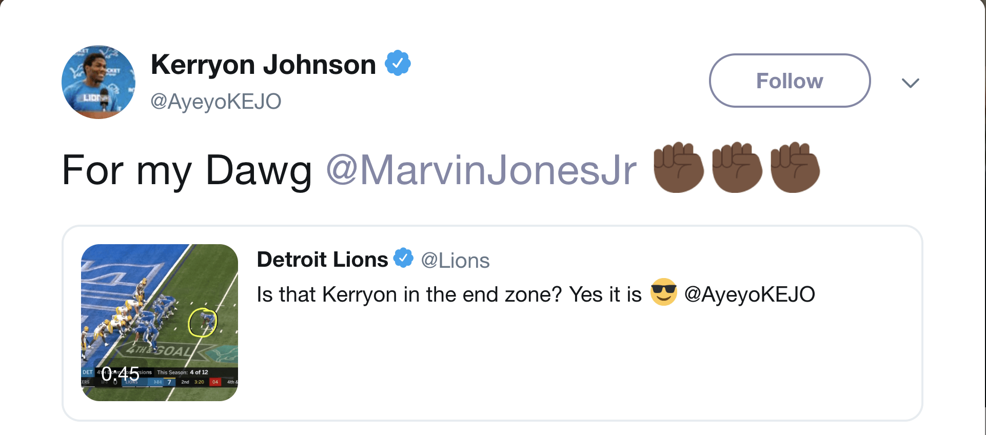 Kerryon Johnson, Marvin Jones Jr.