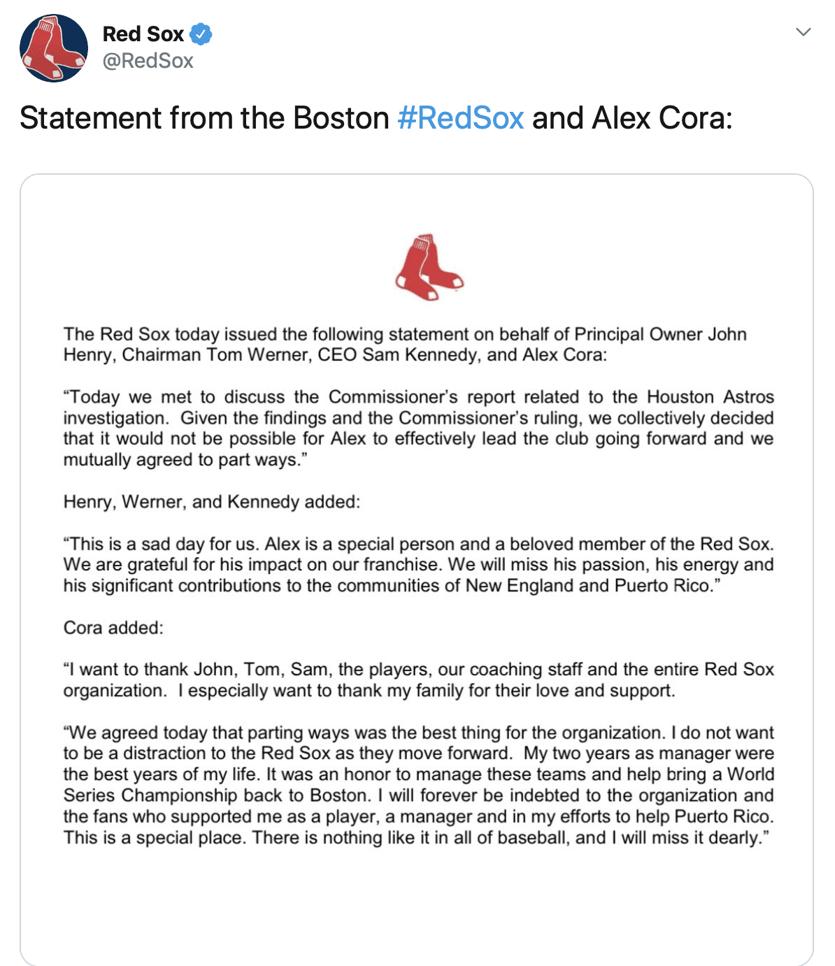 Boston Red Sox, Alex Cora