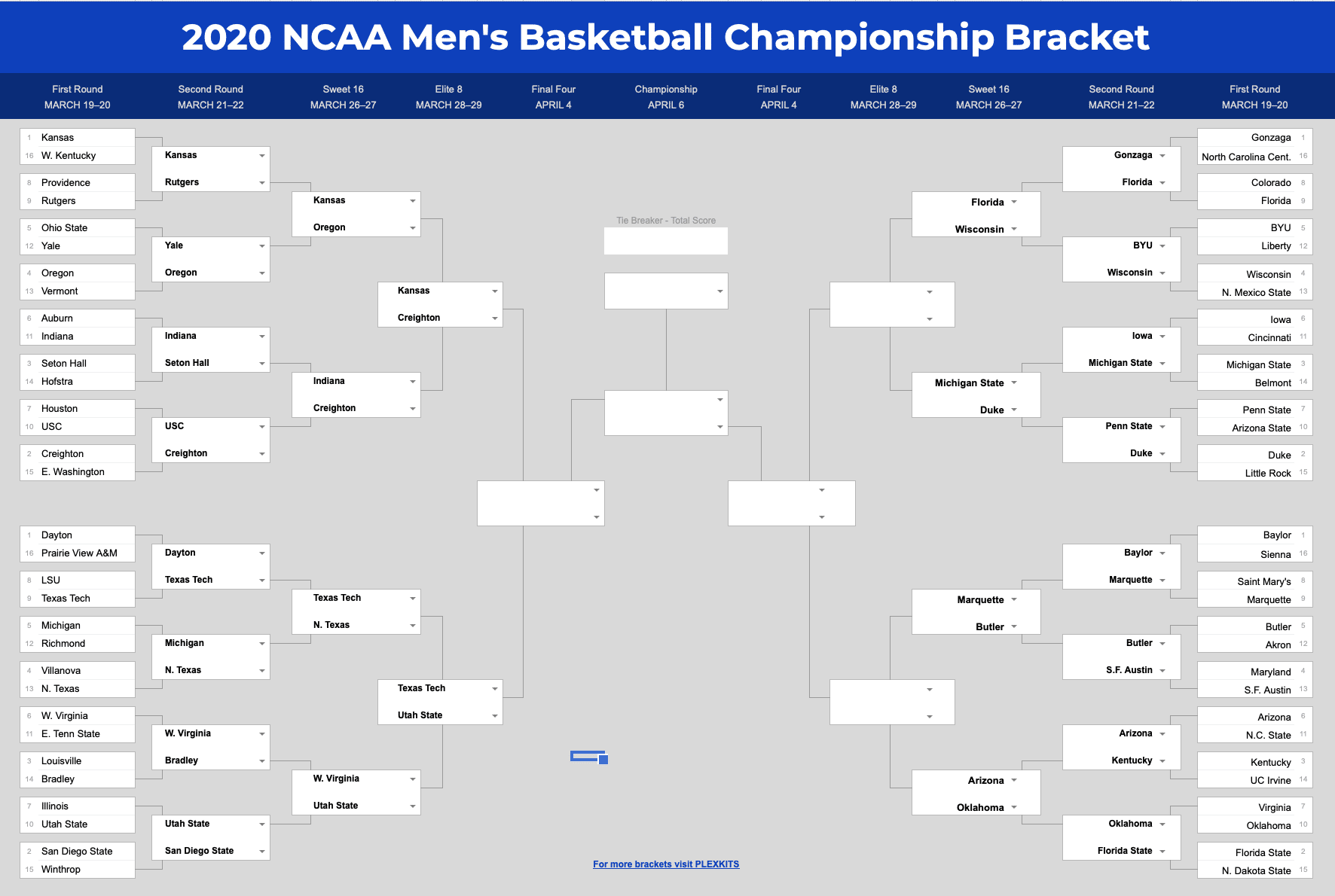 2020 NCAA Tournament,Sweet 16,Results