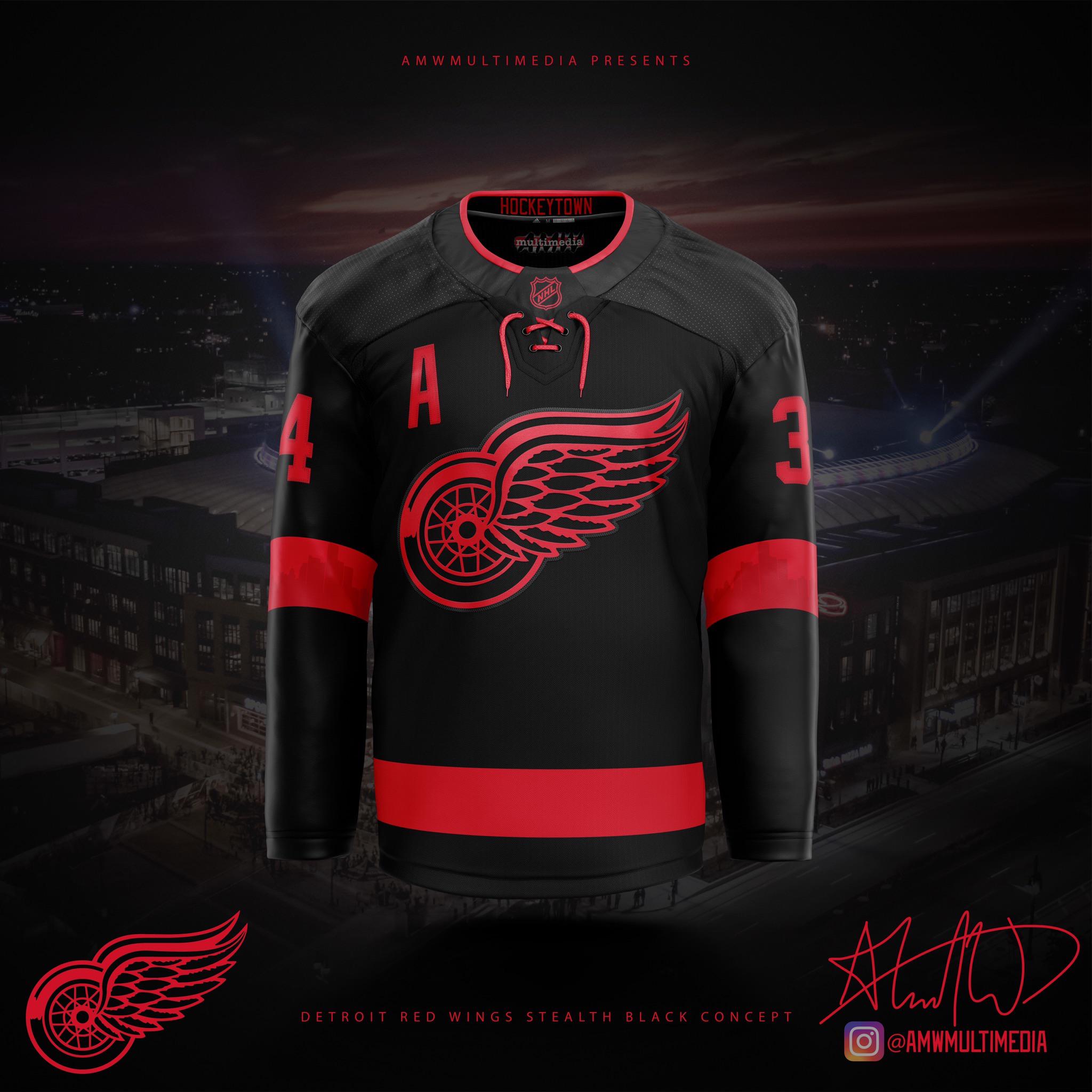 Detroit Red Wings 'Stealth Black' concept jersey is getting mixed