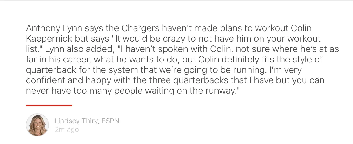 Colin Kaepernick, Los Angeles Chargers