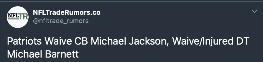 Michael Jackson, Detroit Lions , New England Patriots
