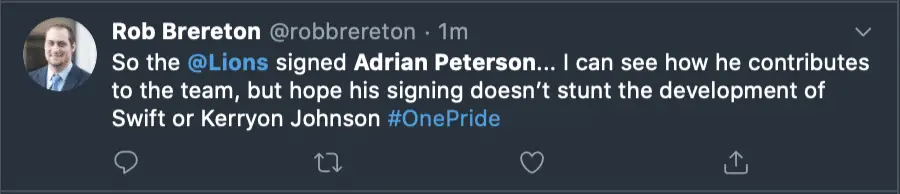 Detroit Lions, Adrian Peterson