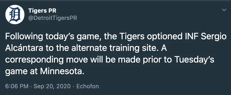 Sergio Alcántara, Detroit Tigers