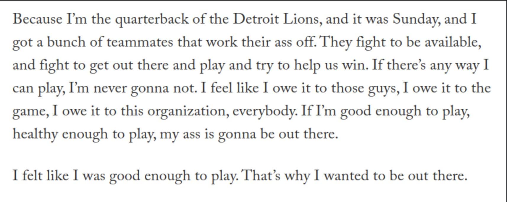 Matthew Stafford, Detroit Lions