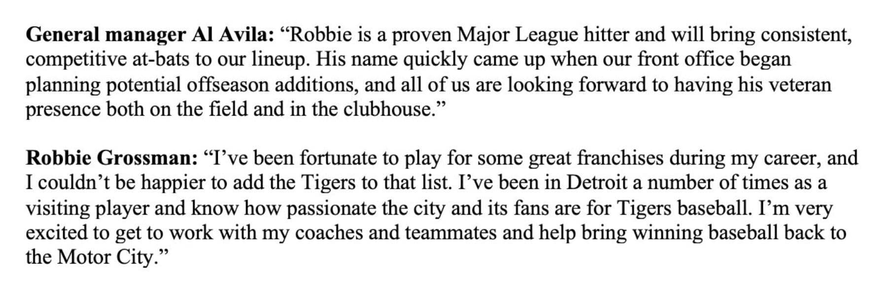 Detroit Tigers, Robbie Grossman
