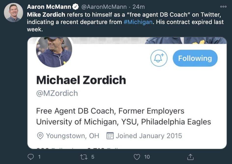 Mike Zordich, Michigan Wolverines