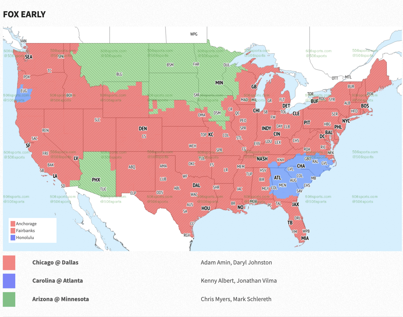 2022 NFL Week 8 coverage maps