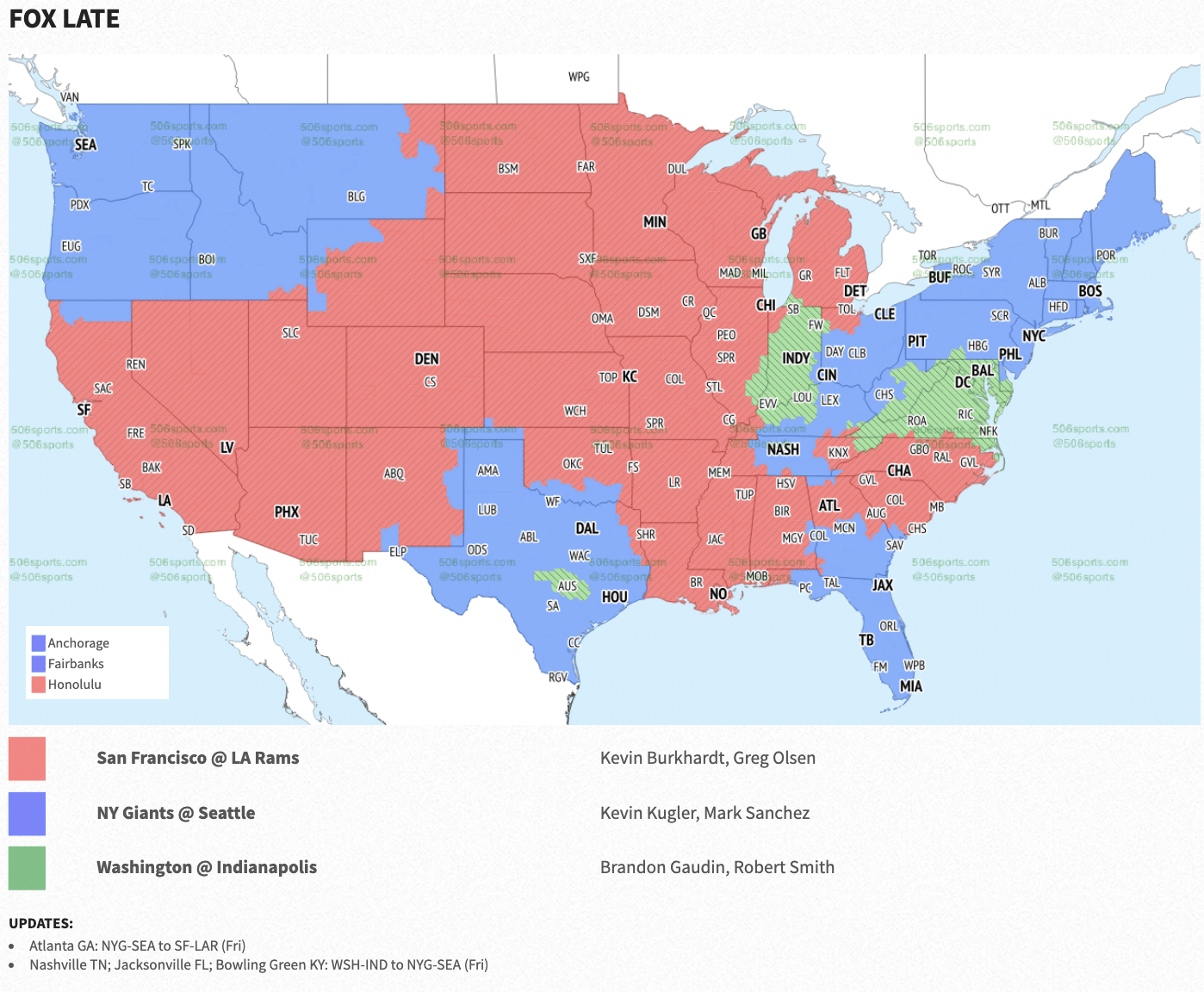 2022 NFL Week 8 coverage maps