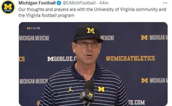 Jim Harbaugh comments on the University of Virginia shooting