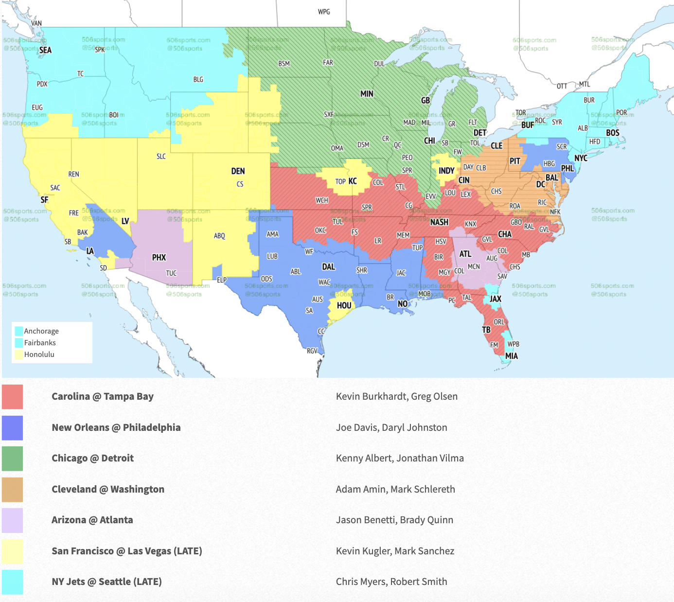 2022 NFL Week 17 Coverage Maps