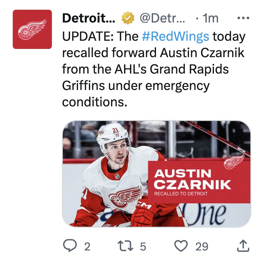 Detroit Red Wings  Austin Czarnik 