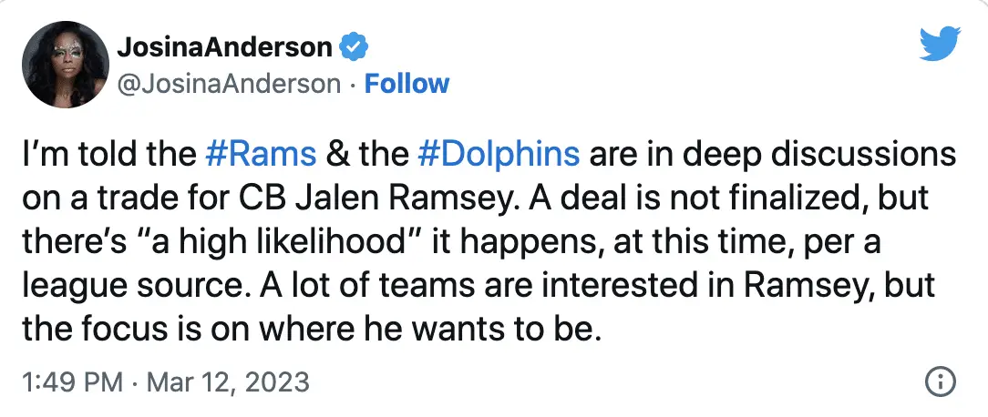 Jalen Ramsey Rams Dolphins