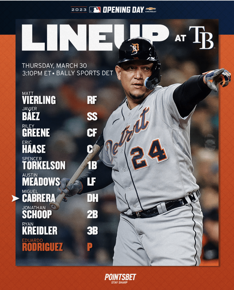 Detroit Tigers Opening Day lineup