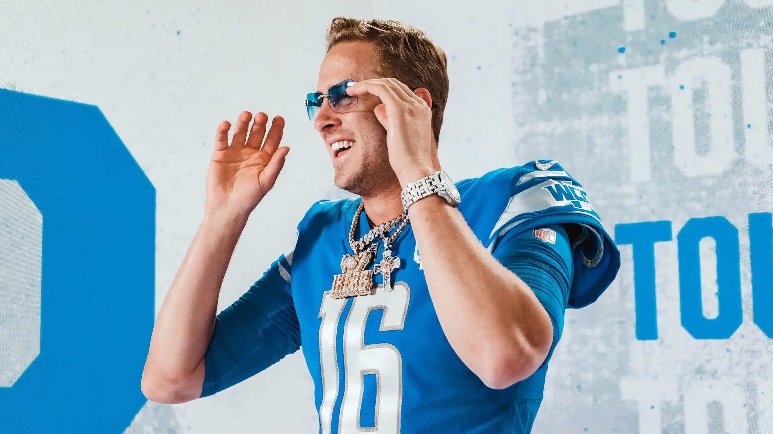 Jared Goff Detroit Lions Fantasy Football Ben Johnson Jared Goff and Dan Campbell audition for ManningCast
