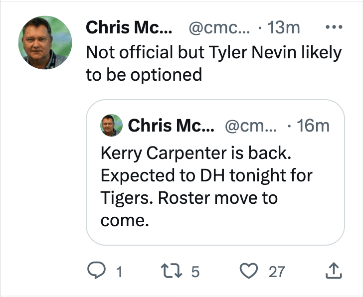Detroit Tigers Kerry Carpenter