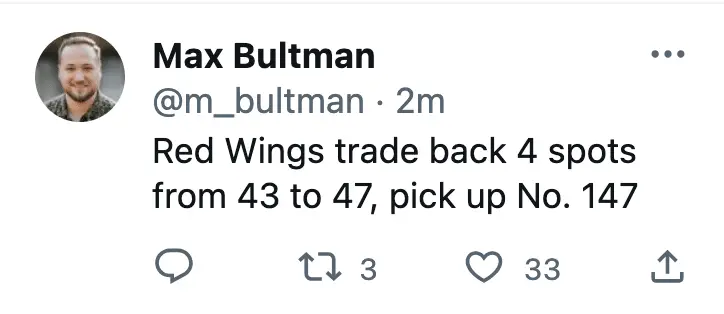 Detroit Red Wings trade 2023 NHL Draft