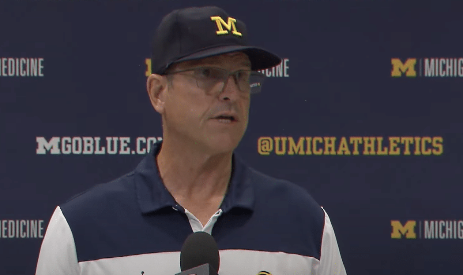 Michigan Football Coach Jim Harbaugh weighs in on suspension Jim Harbaugh responds to question about Mel Tucker