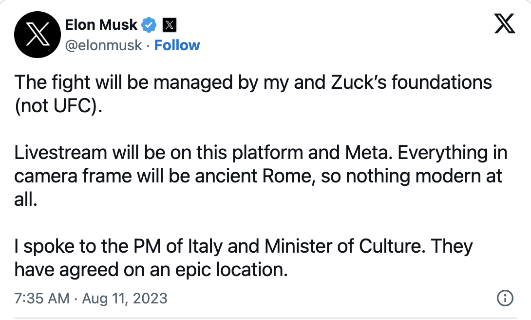 Elon Musk to fight Mark Zuckerberg