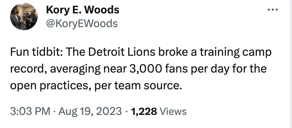 Detroit Lions Training Camp Record