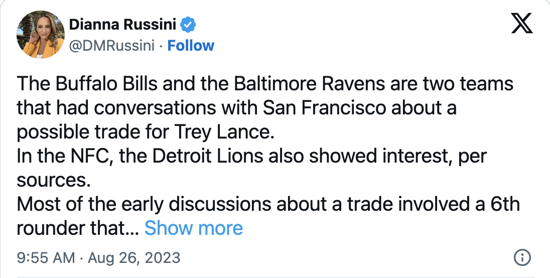 Detroit Lions showed interest in Trey Lance