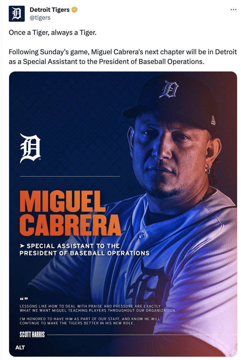 Miguel Cabrera's next role,Detroit Tigers