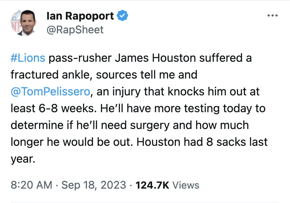 James Houston Injury Update