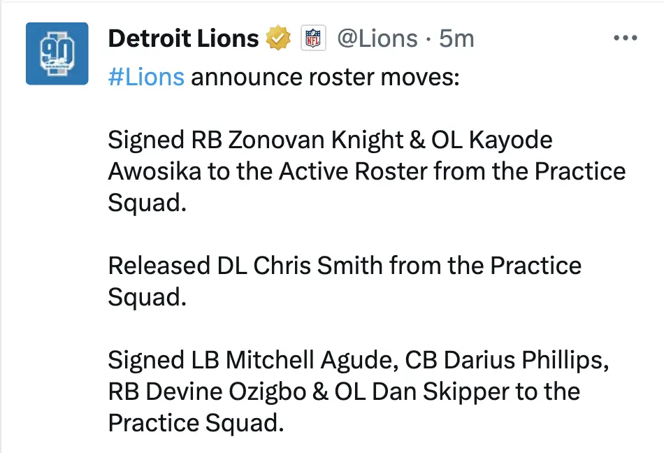 Detroit Lions Roster Moves,Detroit Lions