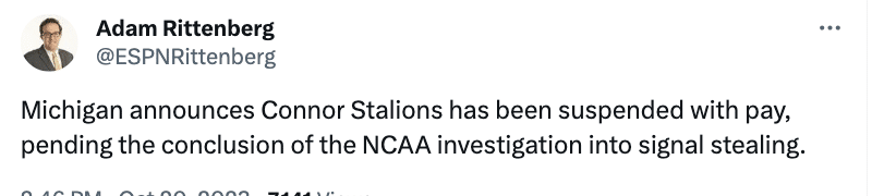 Michigan Football suspends,Connor Stalions