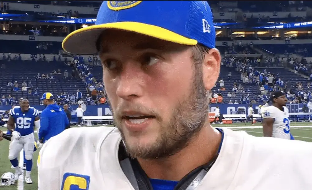 Matthew Stafford knocked out Matthew Stafford Downplays Potential Playoff Matchup vs. Detroit Lions