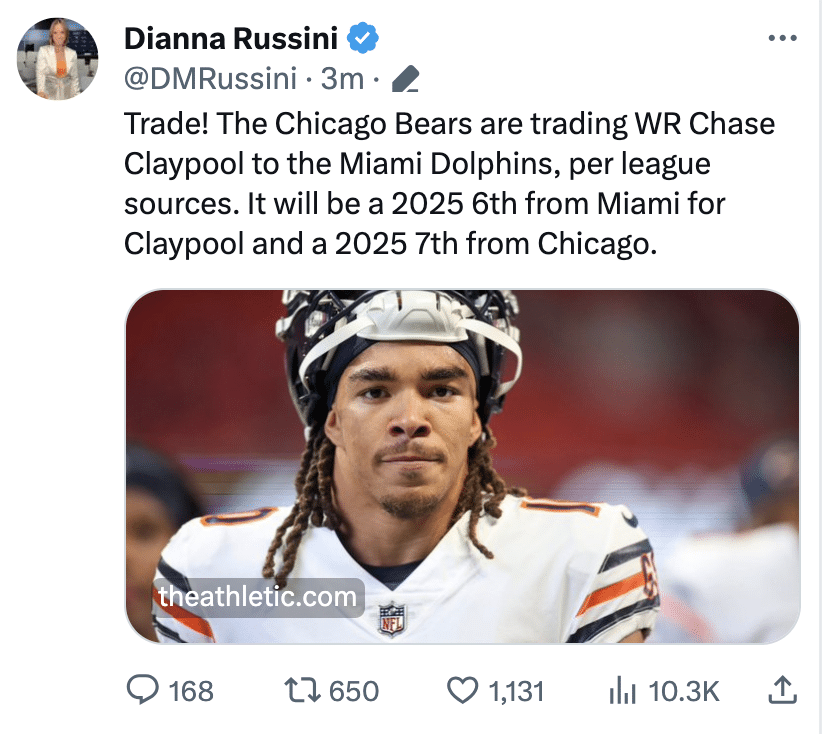 Chicago Bears trade Chase Claypool