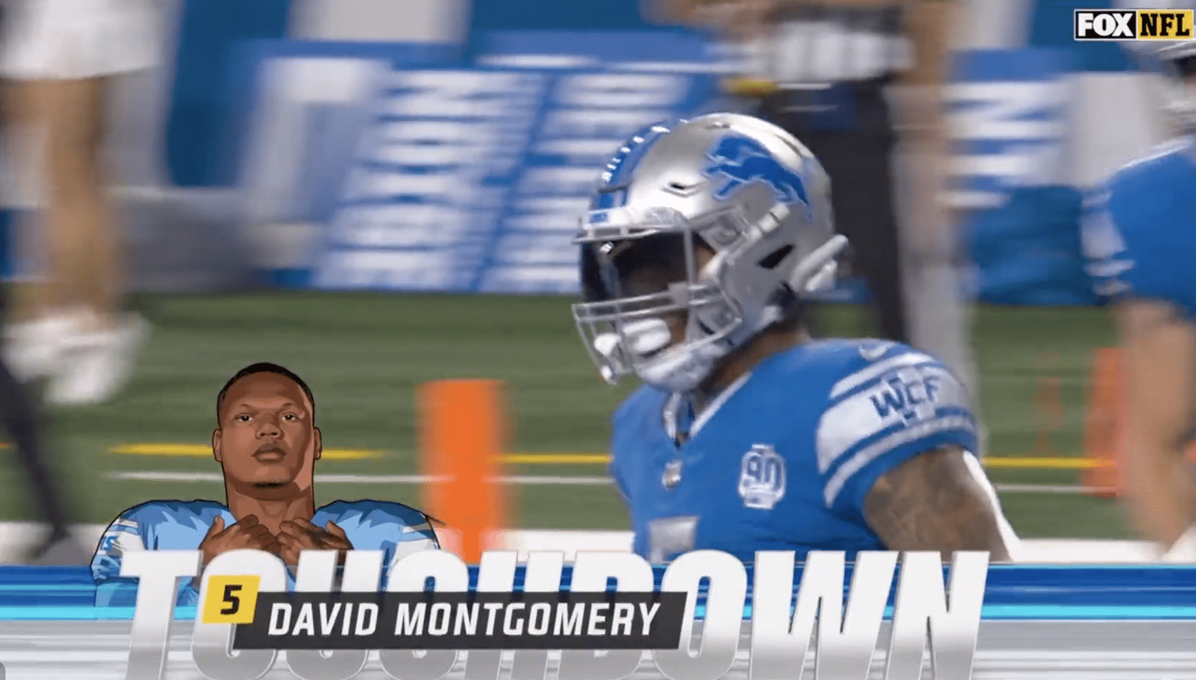 David Montgomery burns Panthers