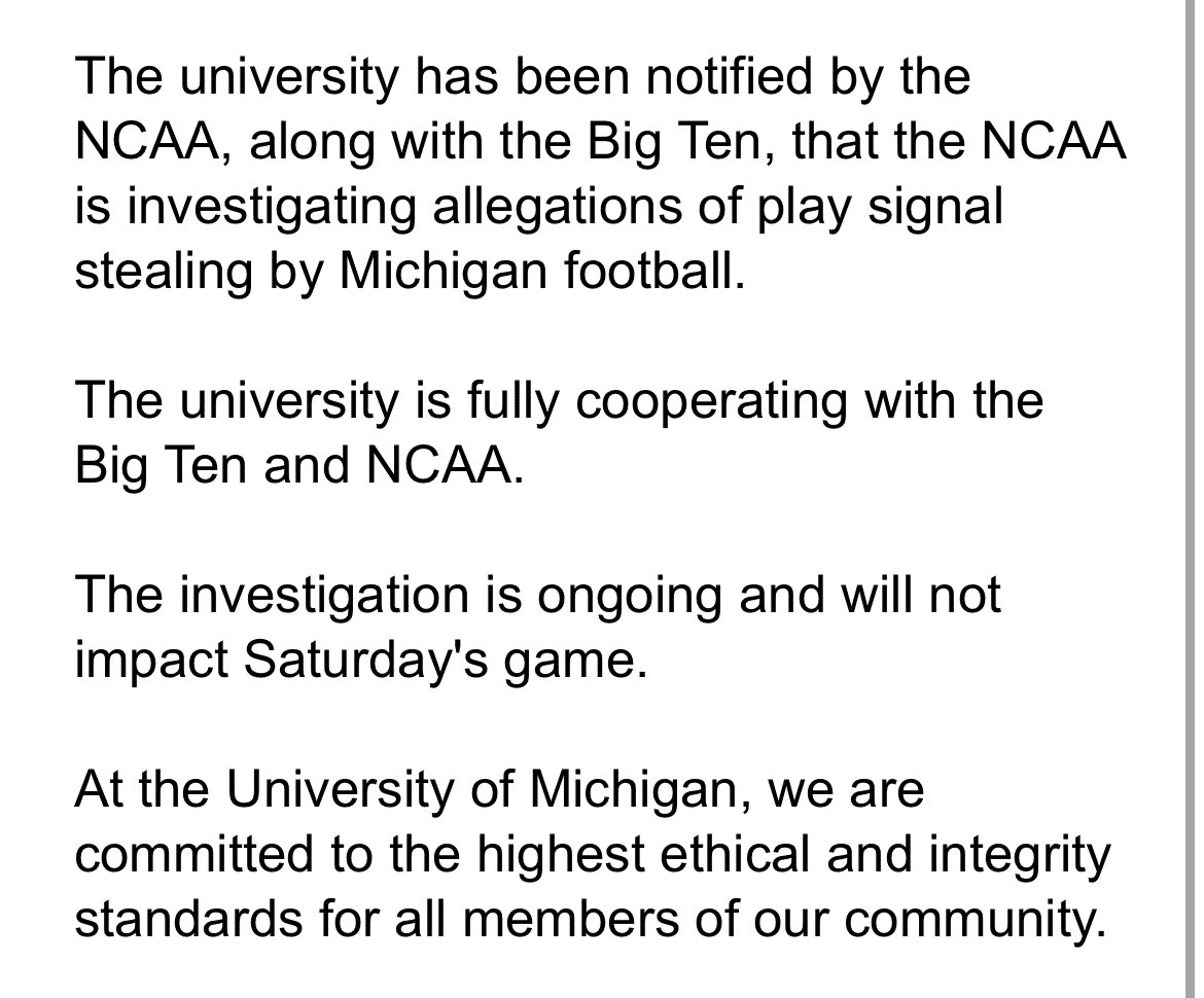 NCAA Investigation,Michigan Football