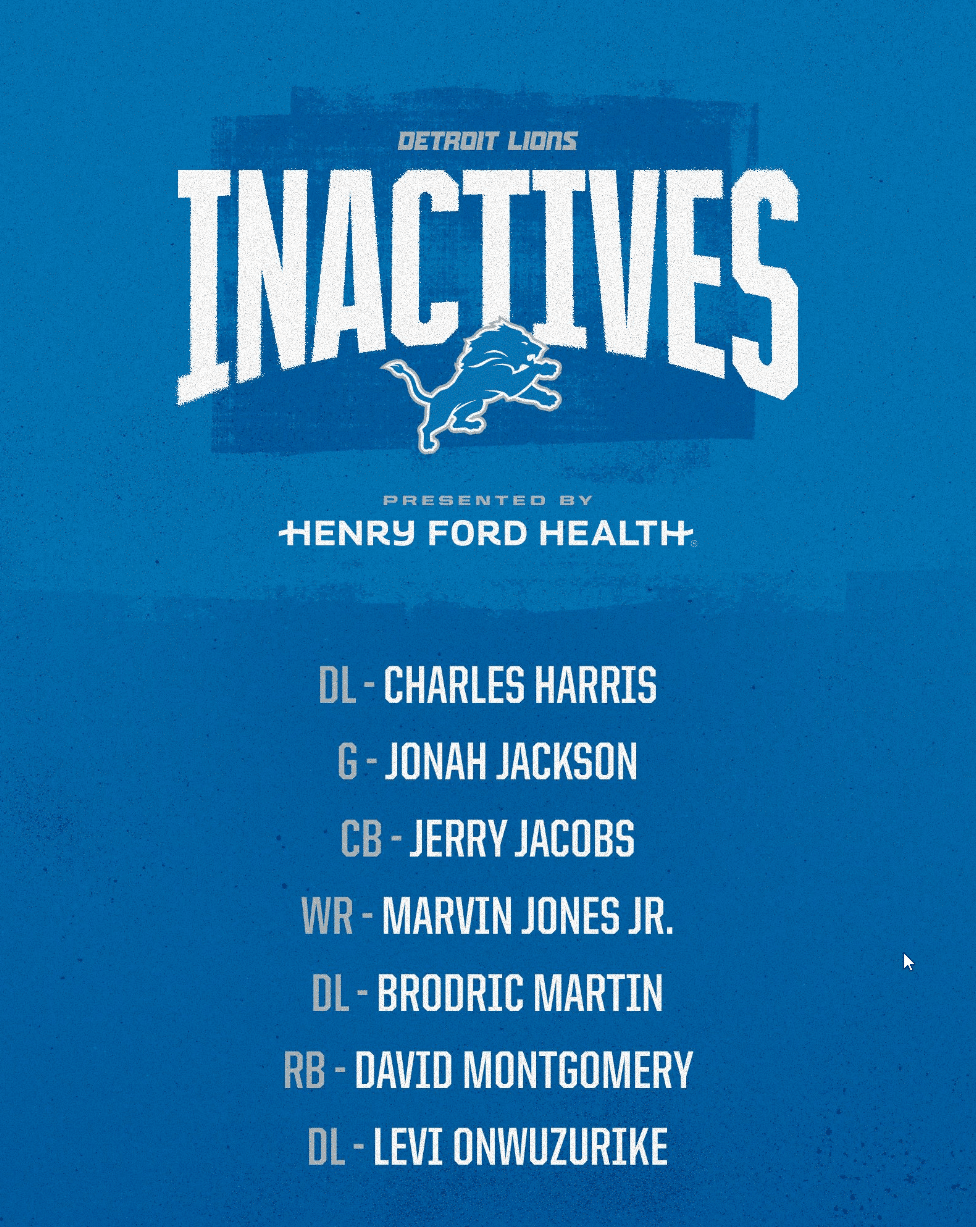 Next Man Up: Detroit Lions Week 7 Inactive Players Against the Baltimore Ravens