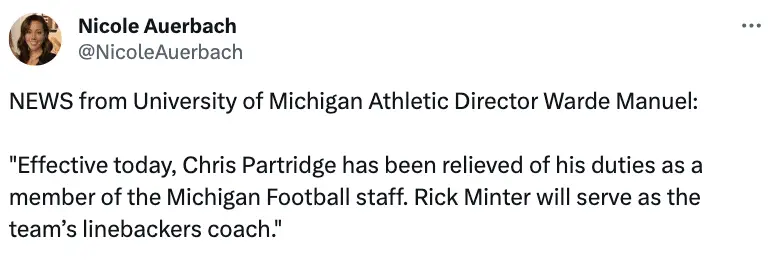Michigan Football fires assistant coach,Warde Manuel