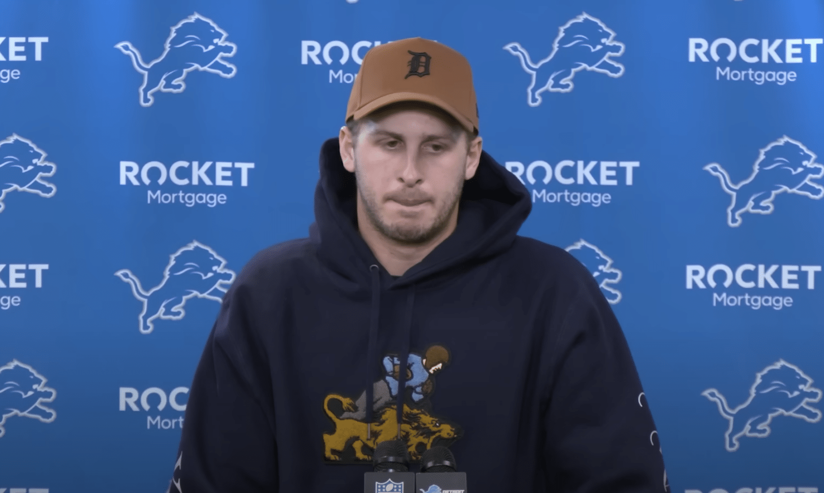 Jared Goff says Detroit LionsJared Goff gets emotional Jared Goff says Detroit Lions Jared Goff responds to question Jared Goff could break NFL record