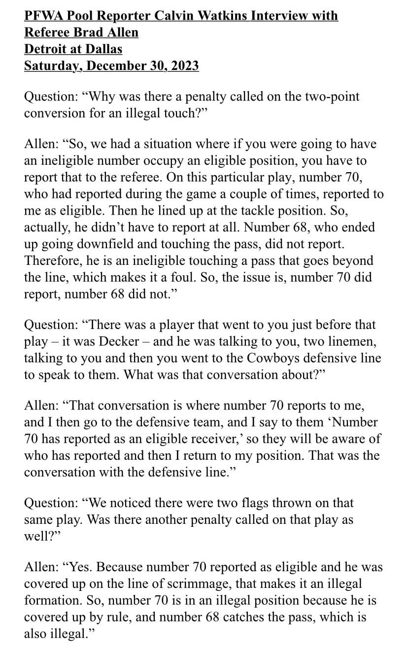 NFL Referee Gives PATHETIC Explanation,Detroit Lions