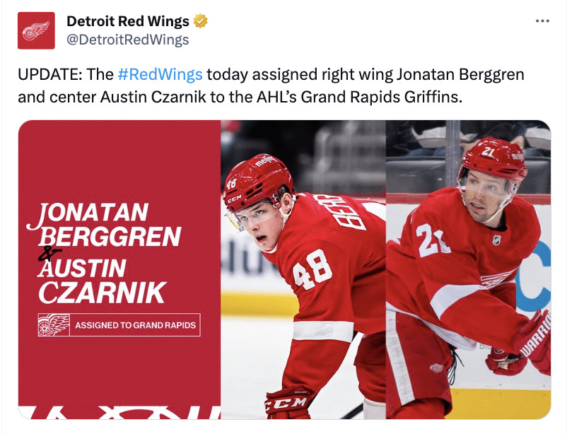 Detroit Red Wings announce roster moves,NYE matchup