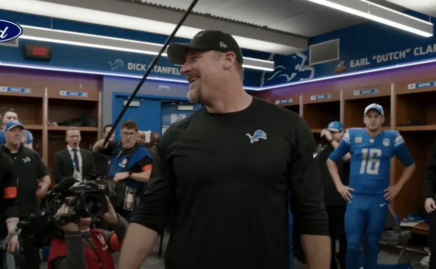 Detroit Lions Locker Room Celebration Following Playoff Win Over Rams ...