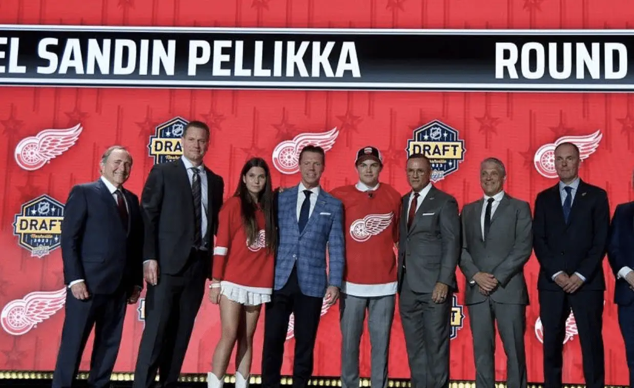 Detroit Red Wings prospect Axel Sandin Pellikka Photo Credit: Christopher Hanewinckel, USA Today Sports