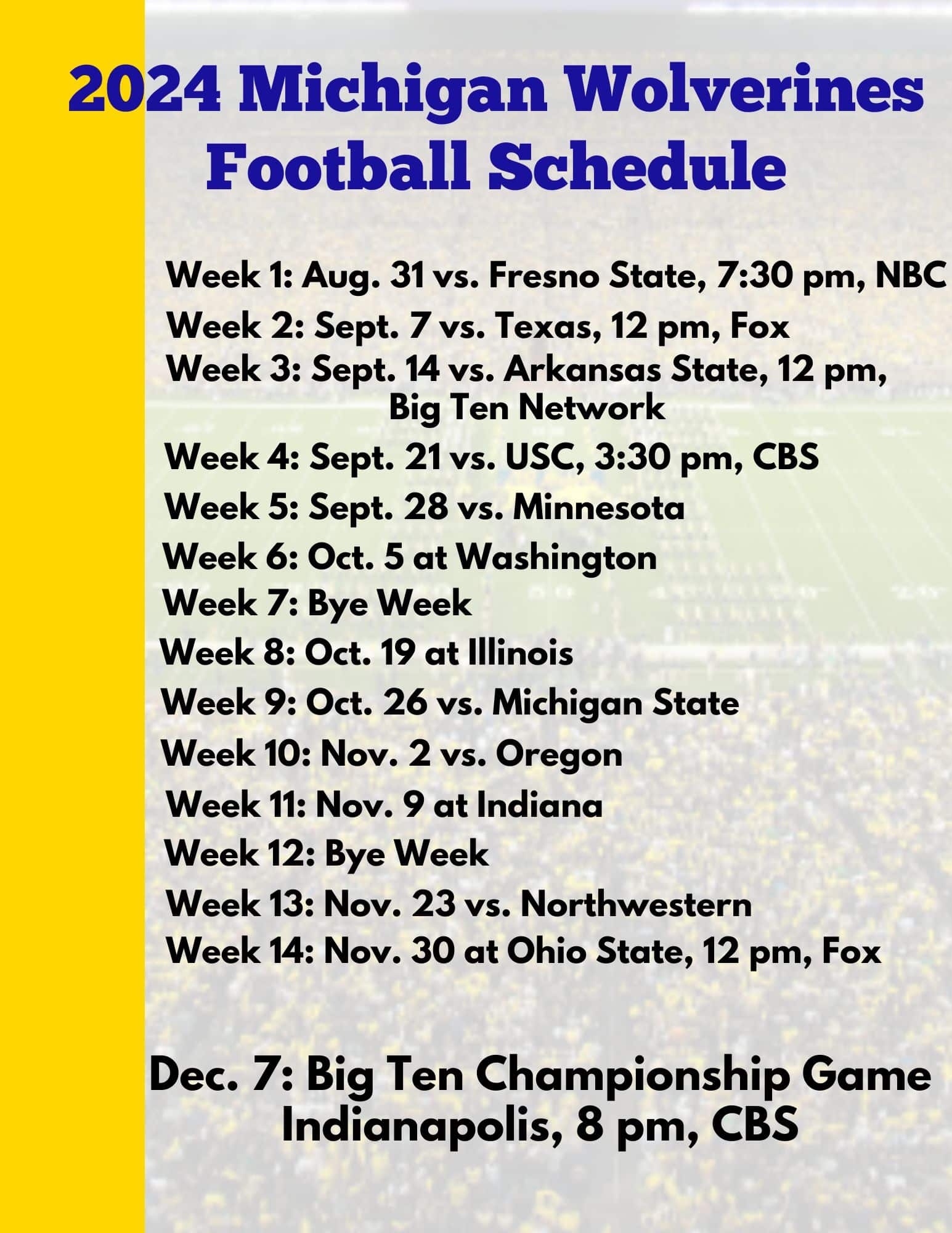 Michigan Football Schedule 2024 Predictions Cynthy Raphaela