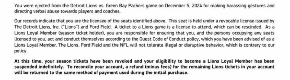 Report: Detroit Lions Revoke Season Tickets From Fan Who Yelled at Matt LaFleur