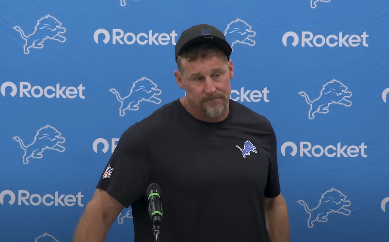 Dan Campbell postgame reaction Hendon Hooker benching Lions defensive line depth Dan Campbell first NFL touchdown Detroit Lions offensive line plan