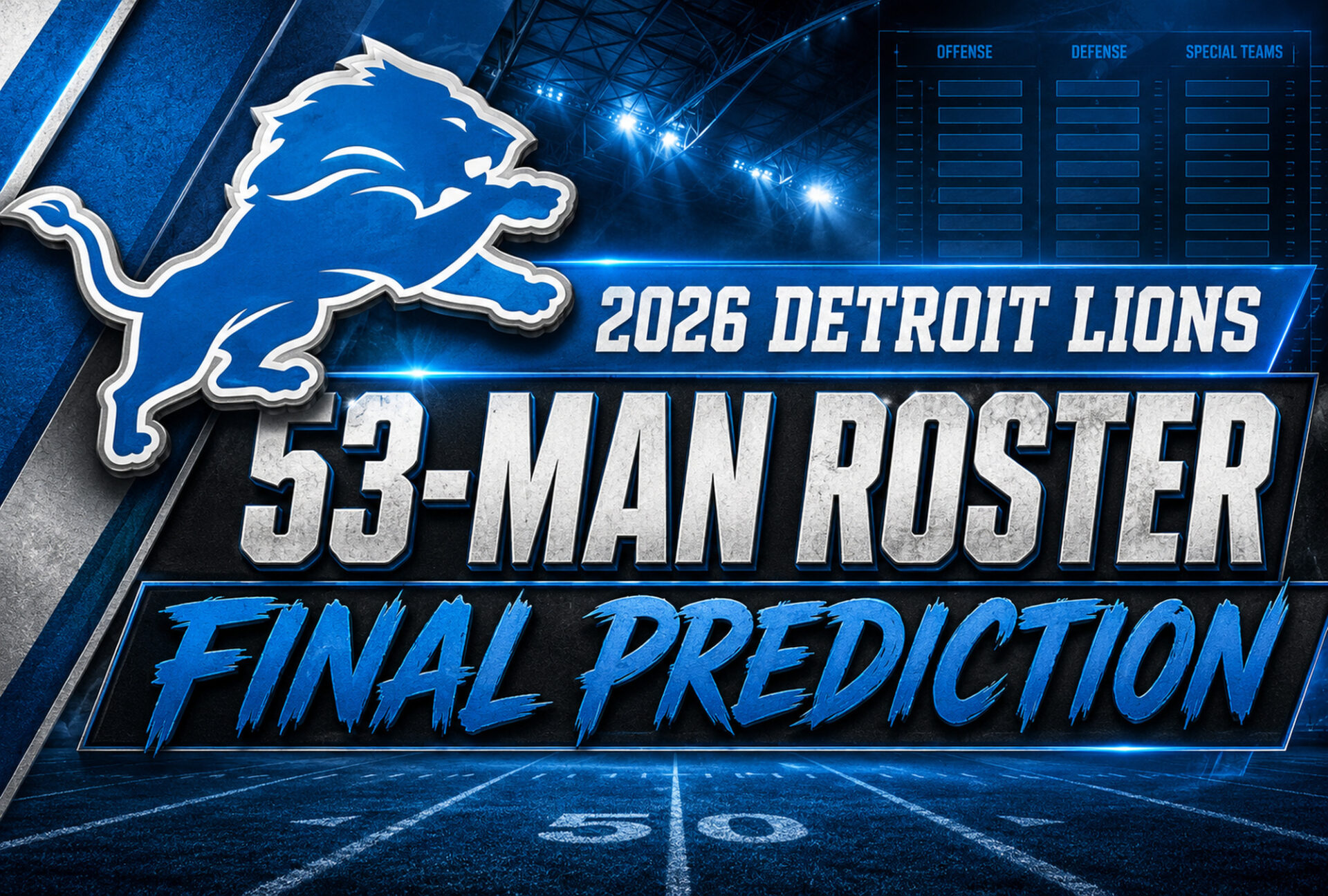 Detroit Lions 53-man roster prediction