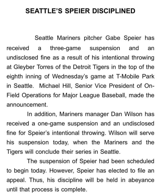 Gabe Speier suspension
