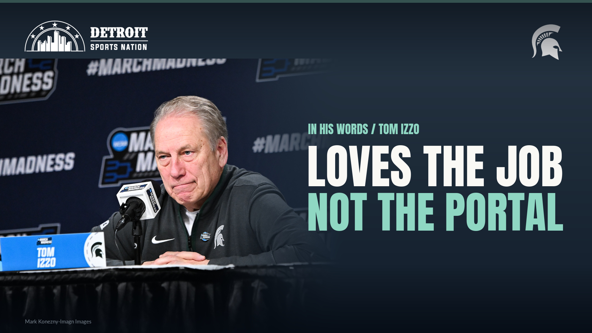 Tom Izzo speaks at an NCAA Tournament press conference